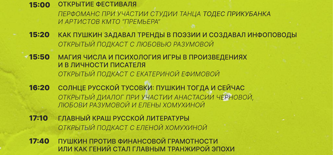 Фестиваль молодых и дерзких «Пушкин – это мы»